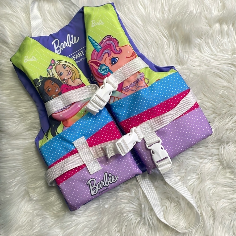 Barbie Child Life Jacket, Kids Girls Swim Swimming Floating Vest Aid 33-55 lbs